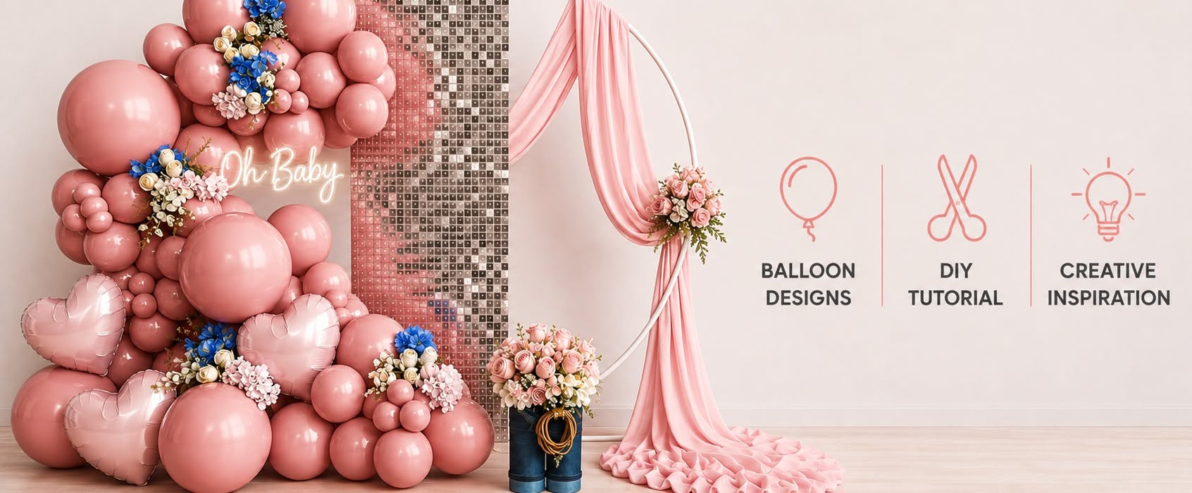 Romantic baby shower balloon design