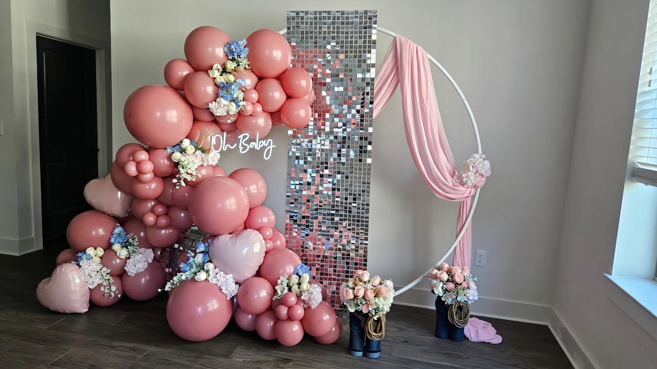 Luxury baby shower balloon garland time lapse